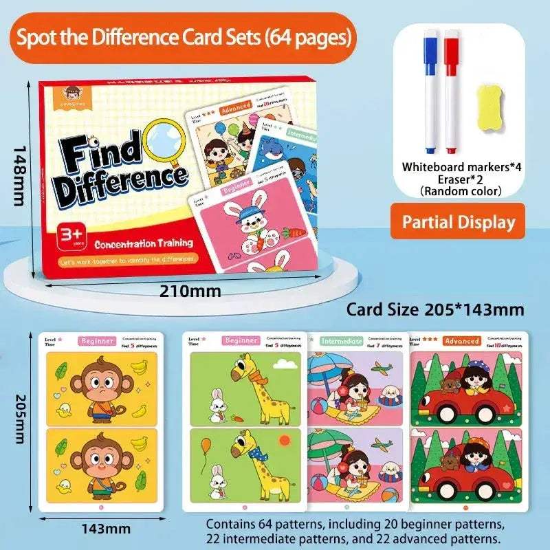 Spot The Difference Focus Training Reusable Cards With Erasable Pen - Image 8