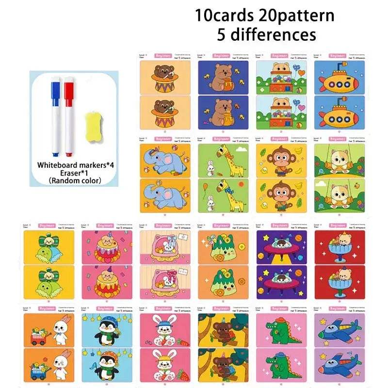 Spot The Difference Focus Training Reusable Cards With Erasable Pen - Image 9