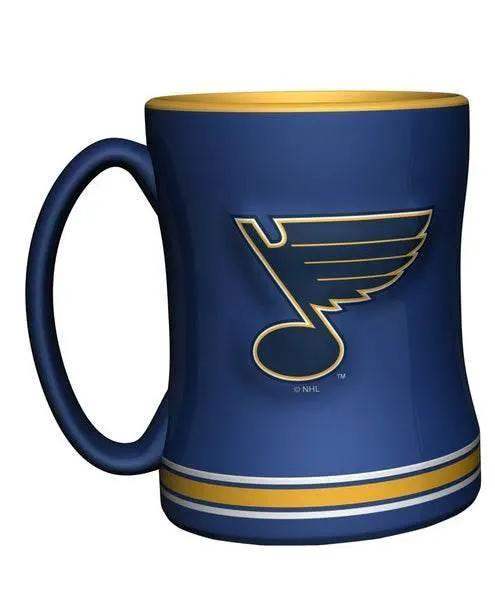 St Louis Blues Coffee Mug 14 Oz Sculpted Relief Team Color