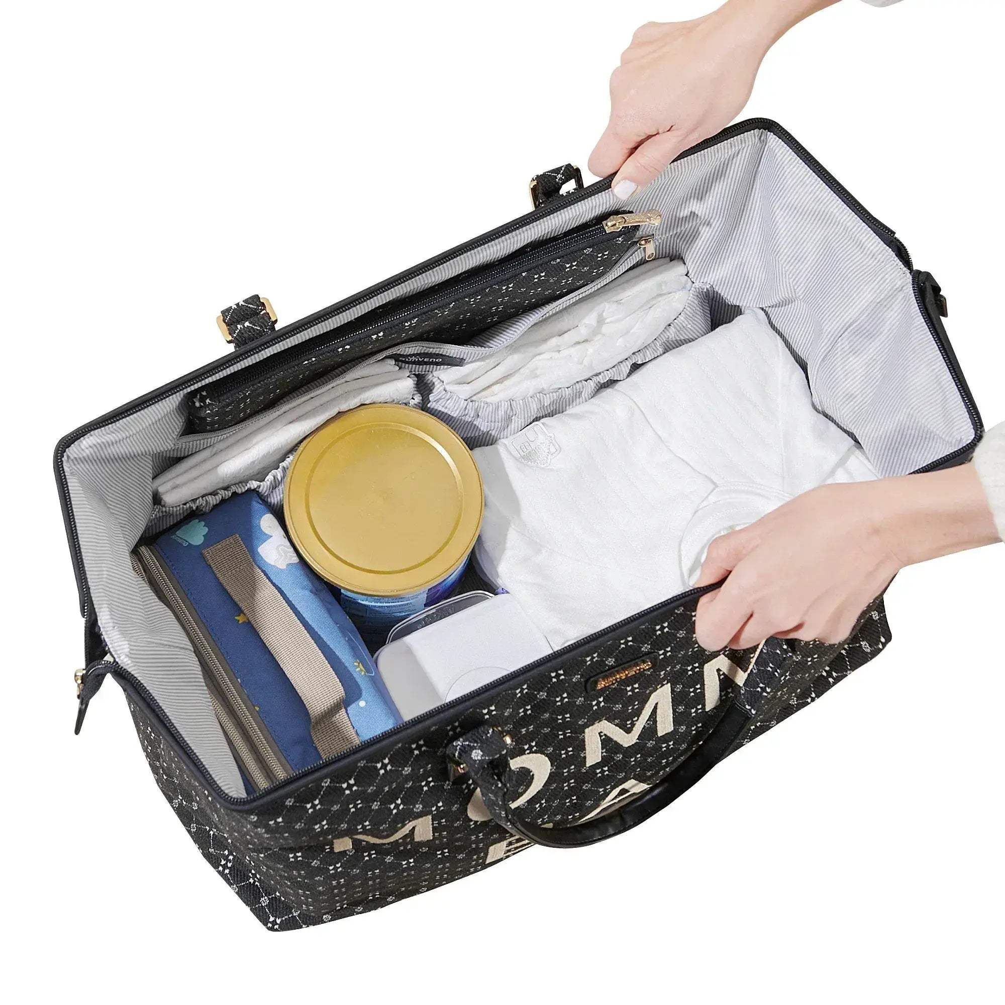 Sunveno 4-in-1 Multifunctional Mommy Bag: Large Capacity, Stylish, 48L, Fish Opening, Includes Wet Bag, Wallet, and Diaper Mat - Image 3