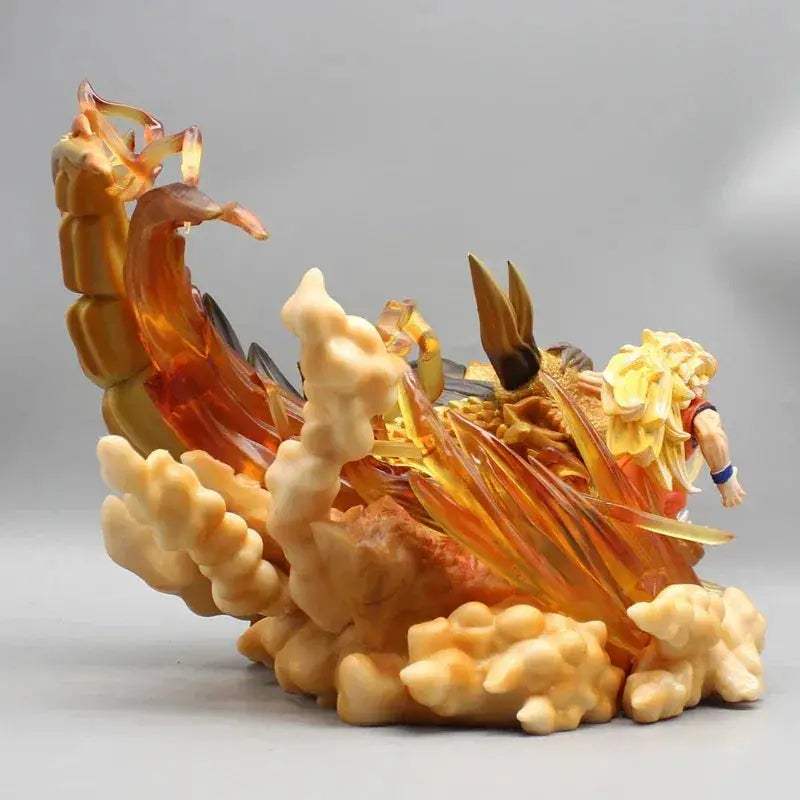 Super Saiyan 3 Goku and Golden Shenron Action Figure, Dragon Ball Z Anime Figurines Pvc 21.5 CM - Image 5
