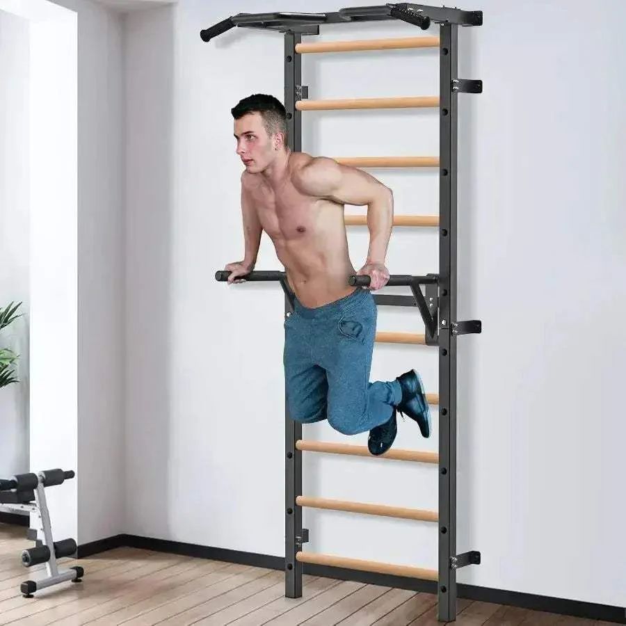 Swedish Ladder With Wall Mounted Pull Up Bar Pro Fitness - Image 2