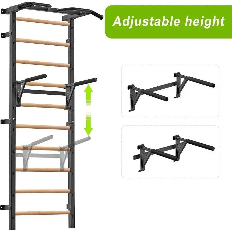 Swedish Ladder With Wall Mounted Pull Up Bar Pro Fitness - Image 3