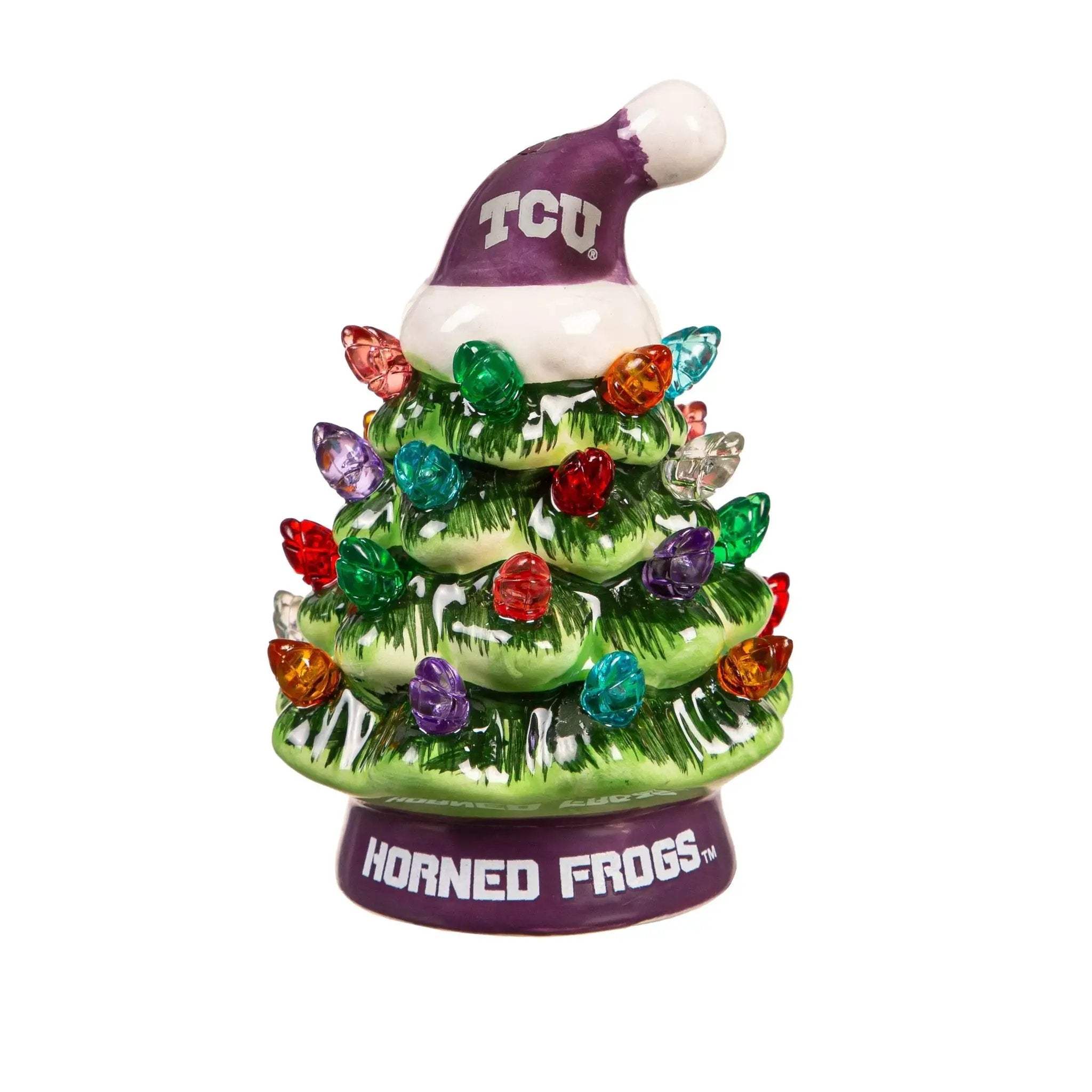 TCU Horned Frogs Christmas Tree LED Tabletop Decor 4 Inch