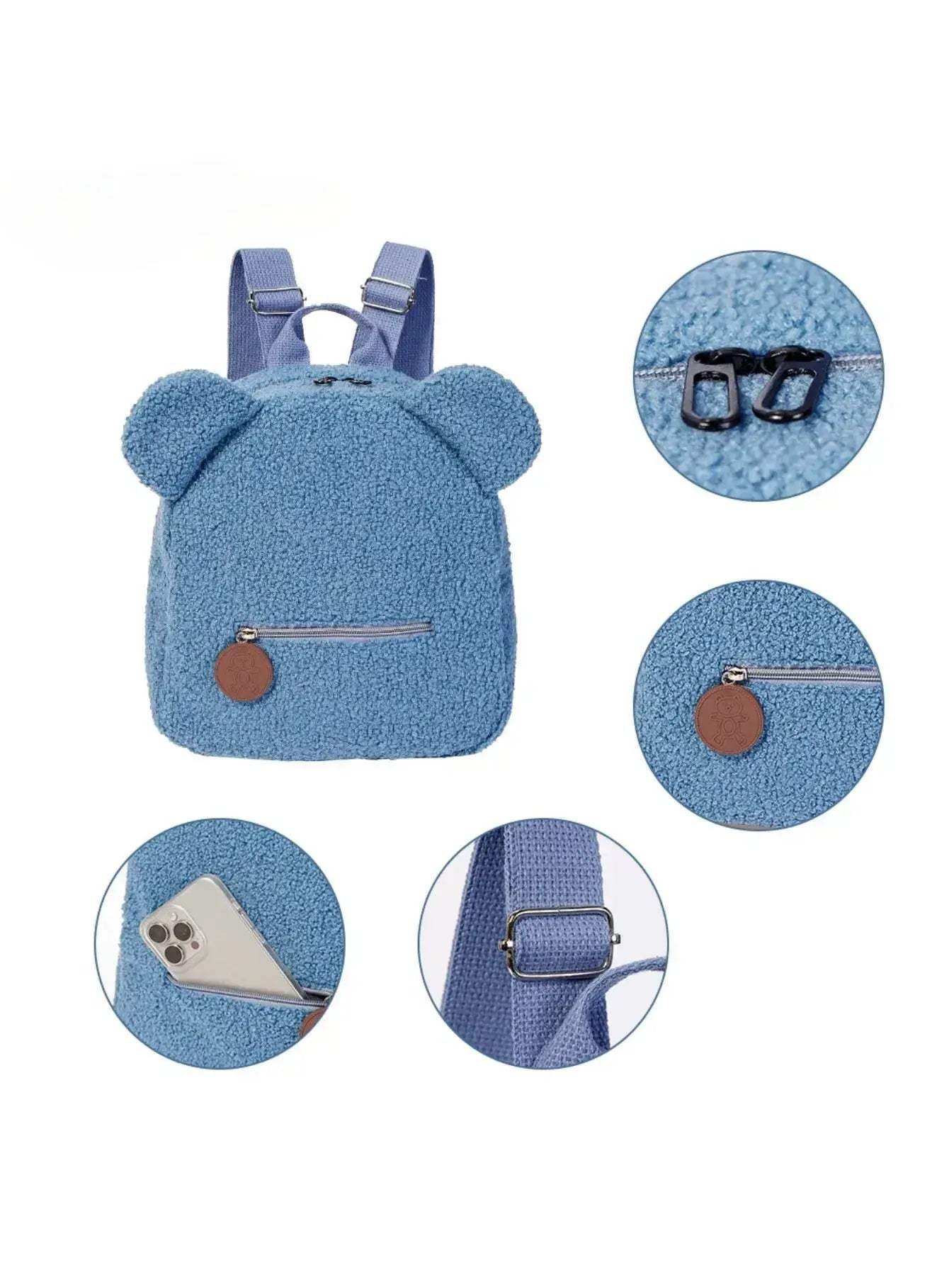 Teddy Bear Kids Backpack Cartoon Design With Ear Details - Image 4