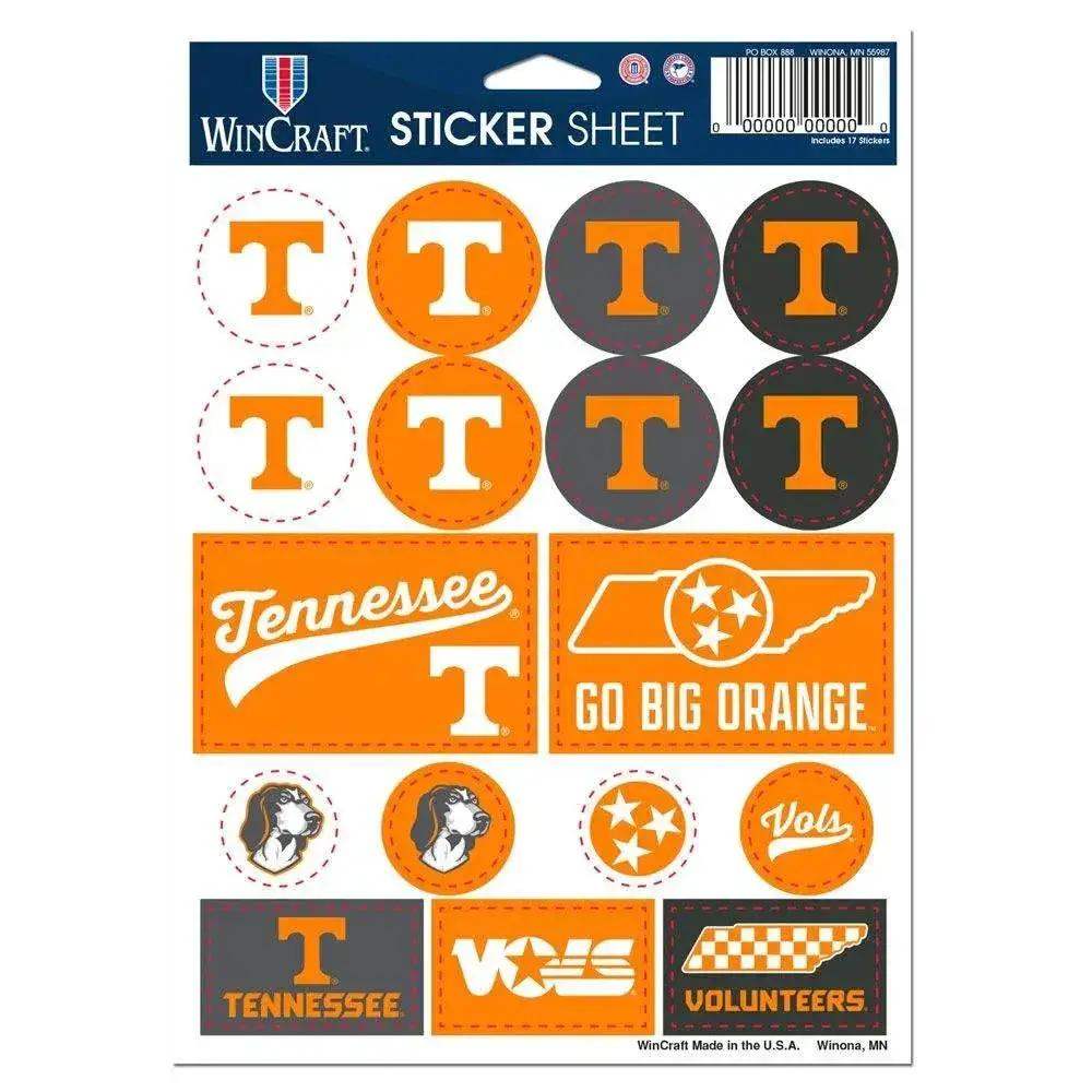 Tennessee Volunteers Vinyl Decal Sheet 5x7 Sticker Pack