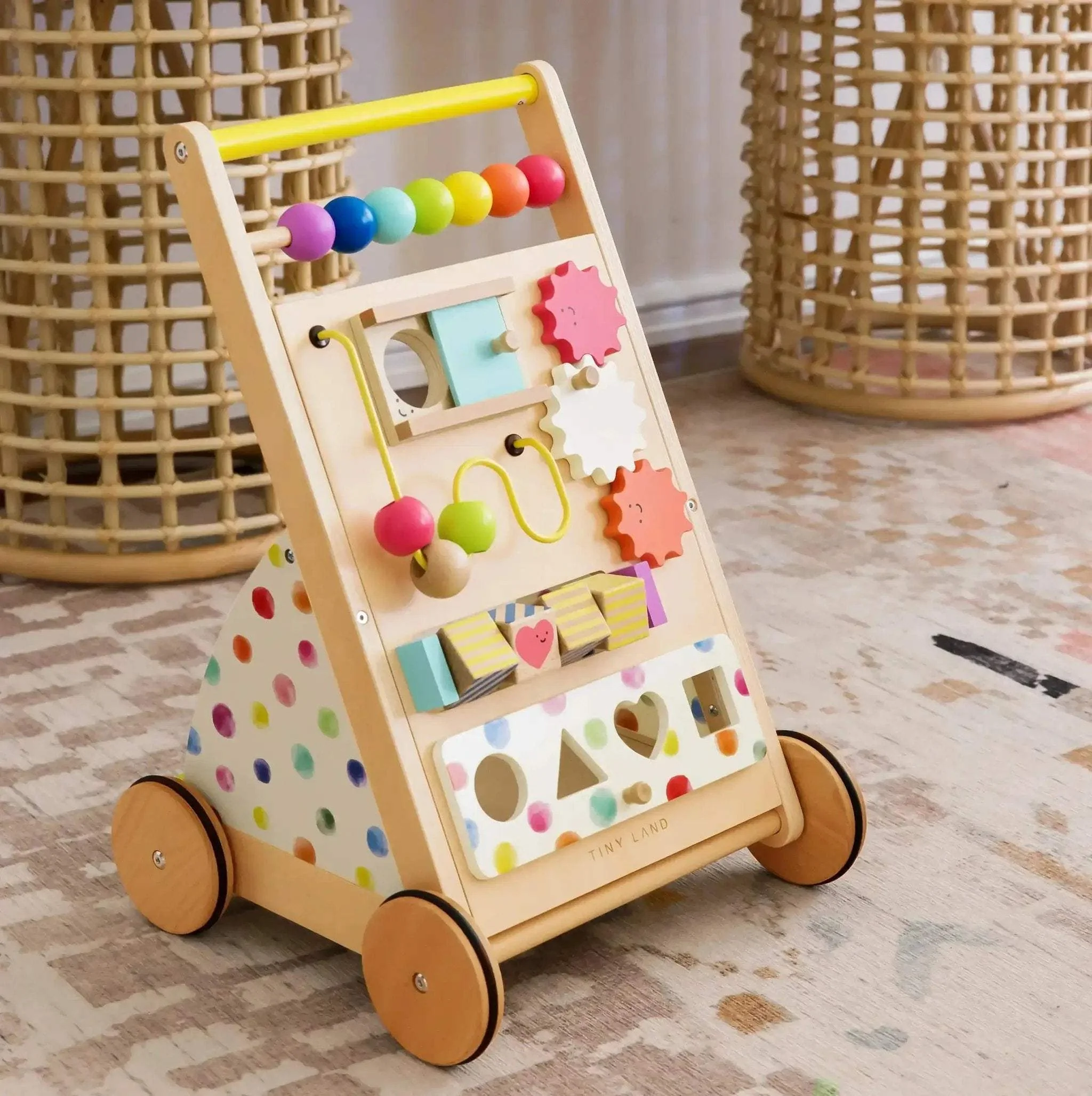 Tiny Land® Premium Natural Wooden Activity Walker - Image 3