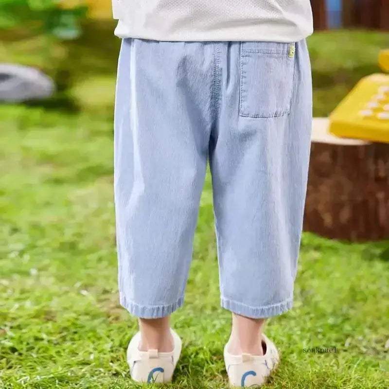 Toddler Denim Jeans Elastic Waist Loose Fit Soft Blue