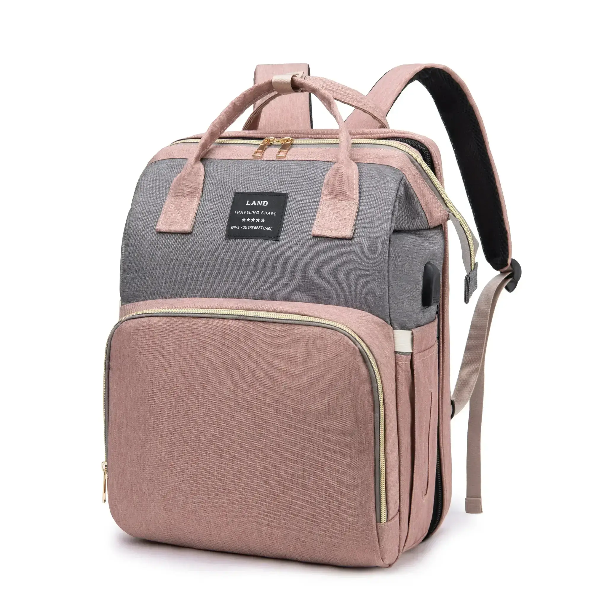 Travel Diaper Bag Backpack With Foldable Crib Bed Large Capacity - Image 11