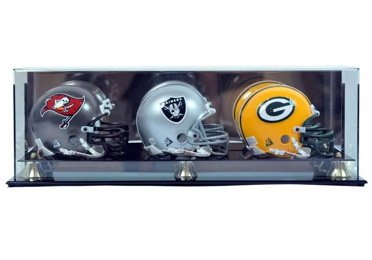 Triple Wall Mount Football Helmet Mini Display Case