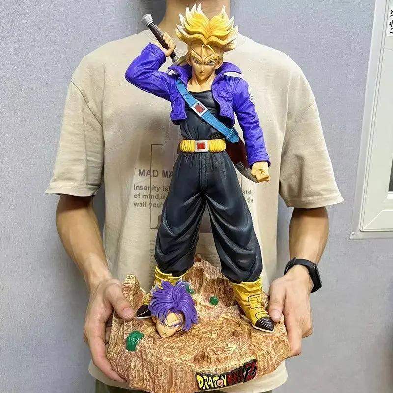 Trunks Dragon Ball Z Anime Figure, DBZ Interchangeable Super Saiyan Head Action Figure 50 cm