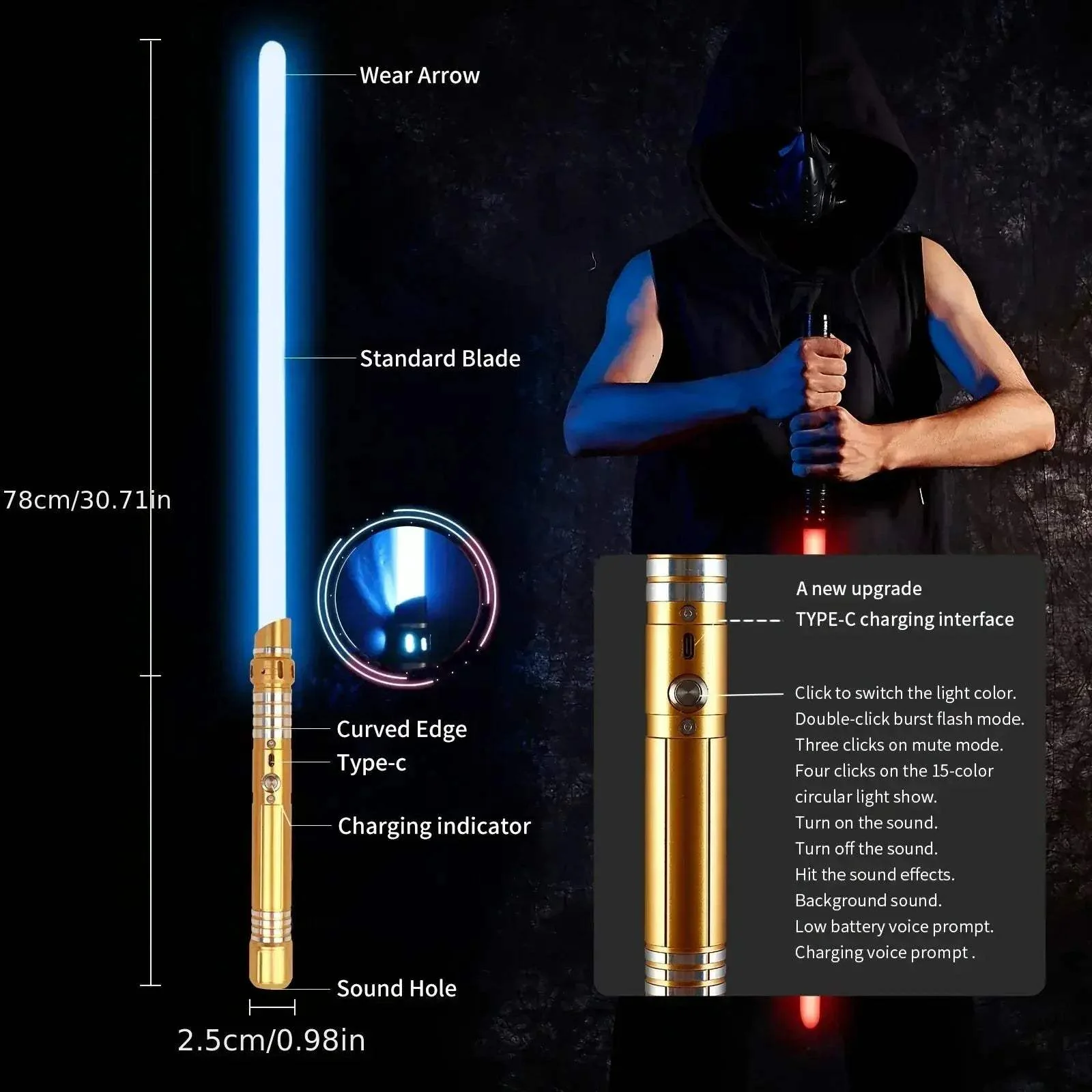 Two In One Glow Light Saber Metal Gravity Sensing Sword - Image 2