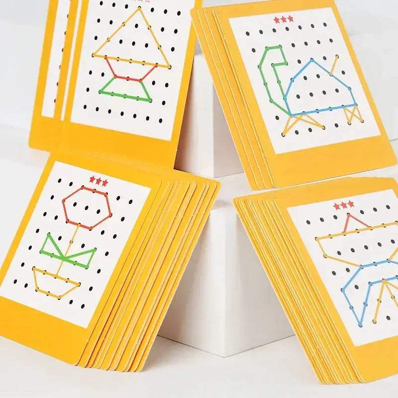 Two Player Wooden Nail Board Geometric Puzzle For Kids - Image 4
