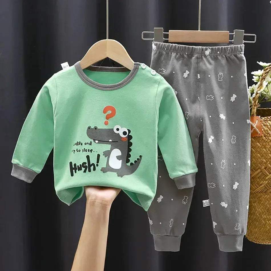 Ultra Soft Kids Pajama Sets Cartoon Dinosaur Unisex For Autumn Winter - Image 4