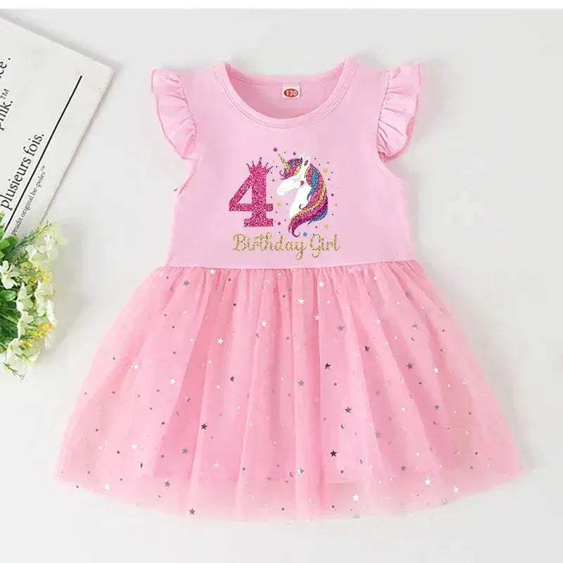 Unicorn Birthday Dress For Girls Soft Cotton Pink Tutu Outfit - Image 13