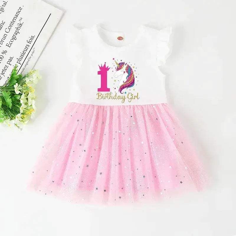 Unicorn Birthday Dress For Girls Soft Cotton Pink Tutu Outfit - Image 16