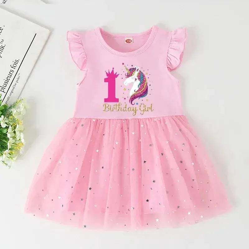 Unicorn Birthday Dress For Girls Soft Cotton Pink Tutu Outfit - Image 19