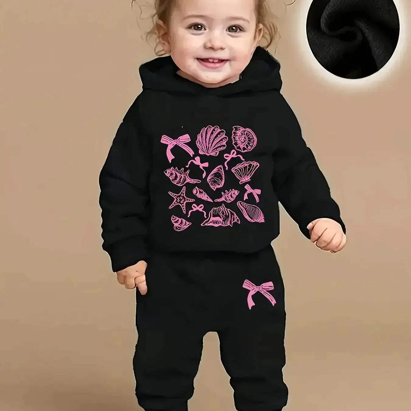 Unisex 1-3Y Hooded Fleece Sweatshirt And Polyester Pants Set - Image 7