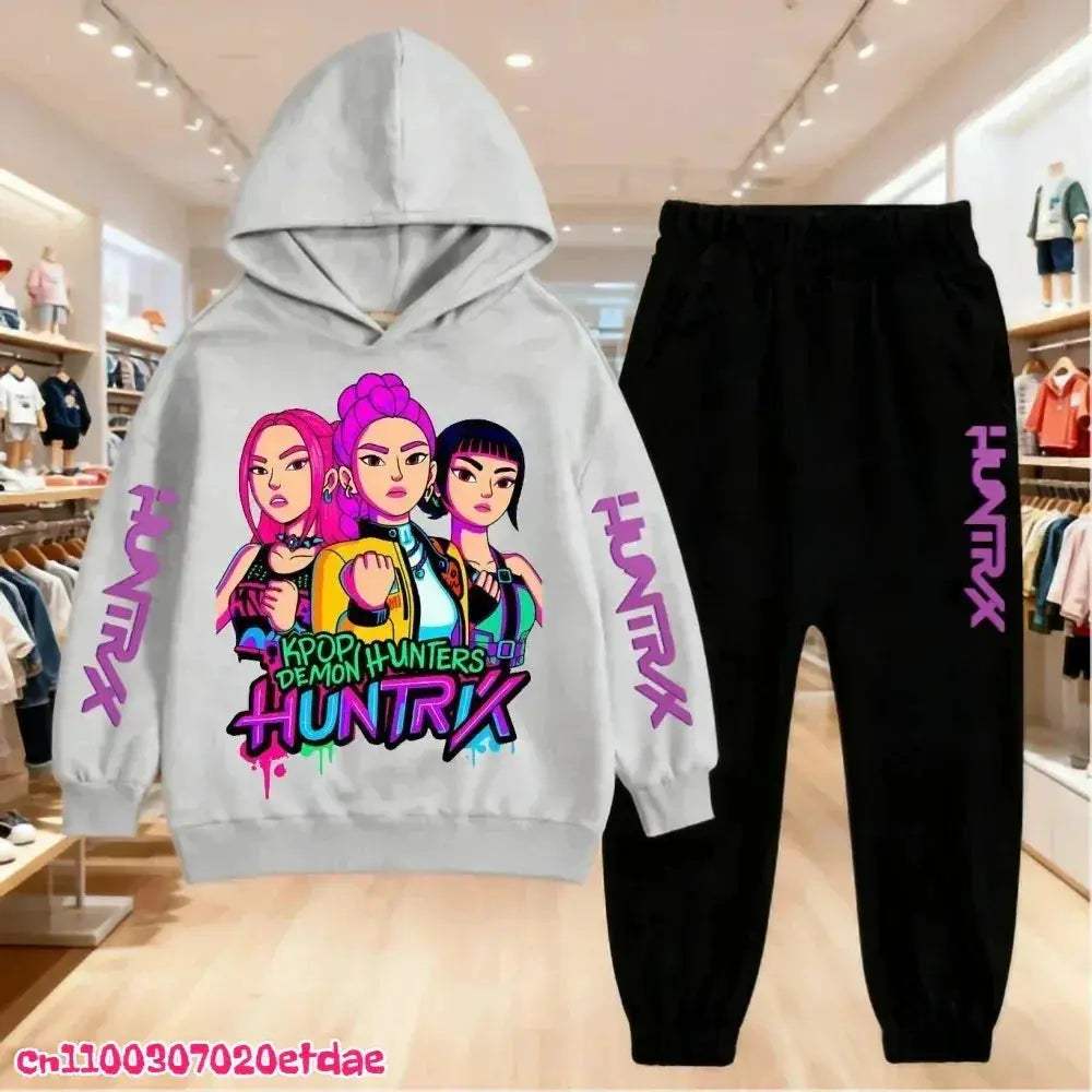 Unisex Polyester Hoodie And Sweatpants Set 3 To 12 Years Pullover Autumn Winter - Image 10