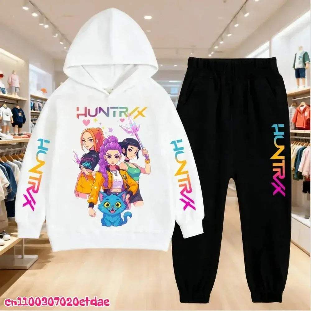 Unisex Polyester Hoodie And Sweatpants Set 3 To 12 Years Pullover Autumn Winter - Image 11