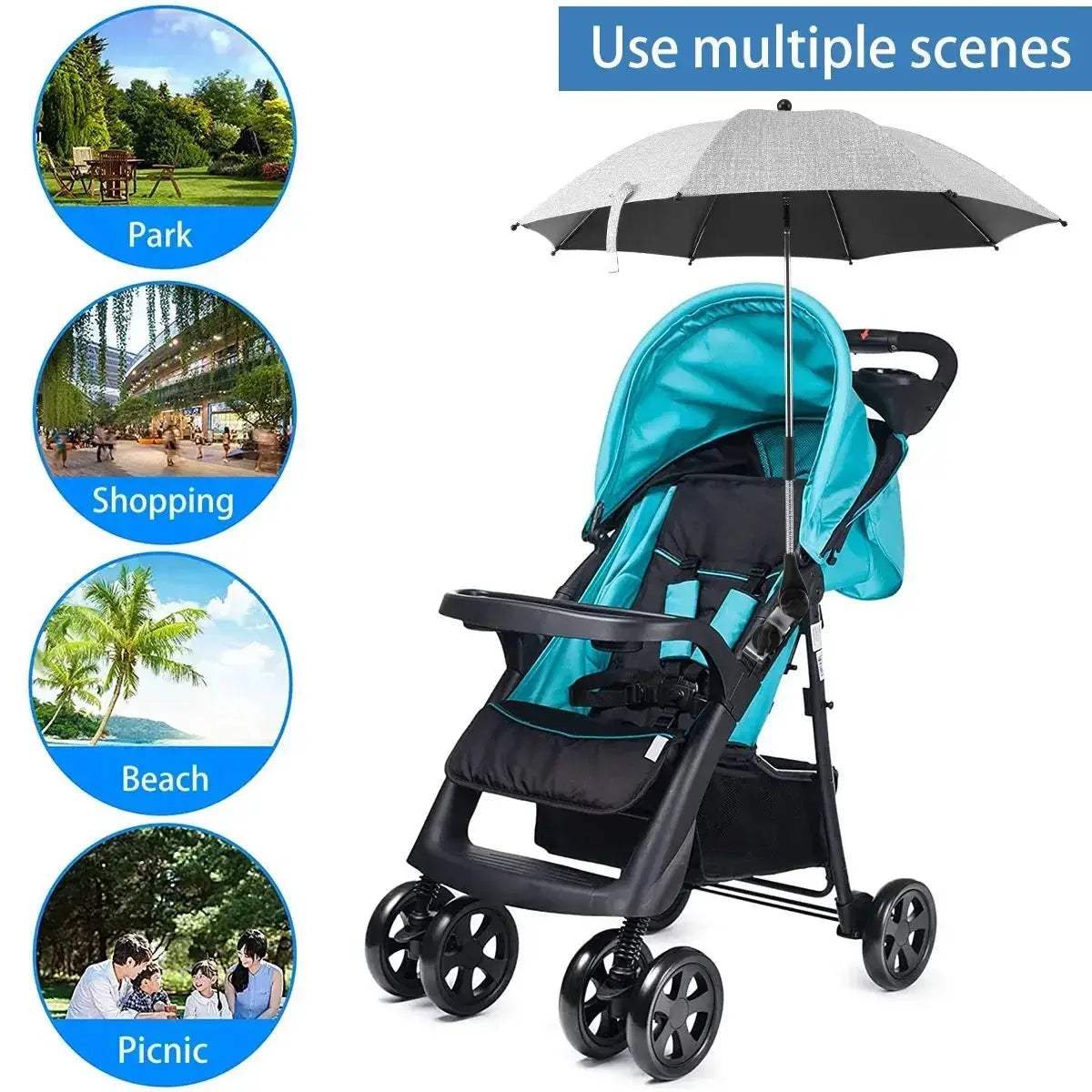 Universal Baby Stroller Umbrella With 360 Degree UV Protection - Image 4