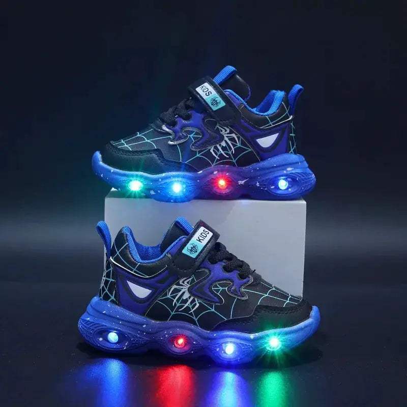 Vibrant Sneakers With Spiderman Mesh LED Lighted For Boys - Image 2