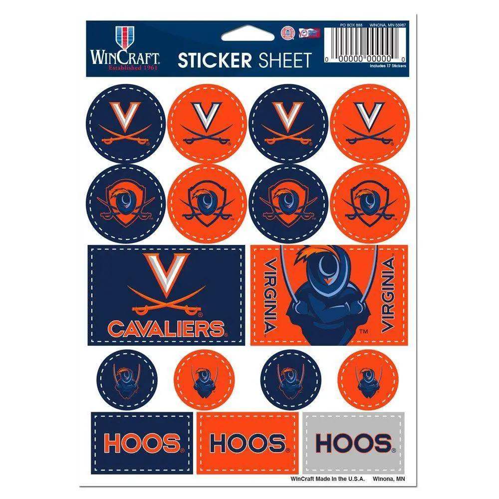 Virginia Cavaliers Decal Sheet 5x7 Vinyl Sticker Pack