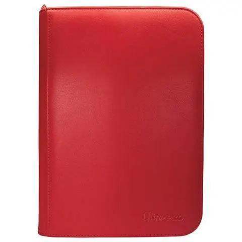 Vivid 4 Pocket Zippered PRO Binder Red Leatherette Cover