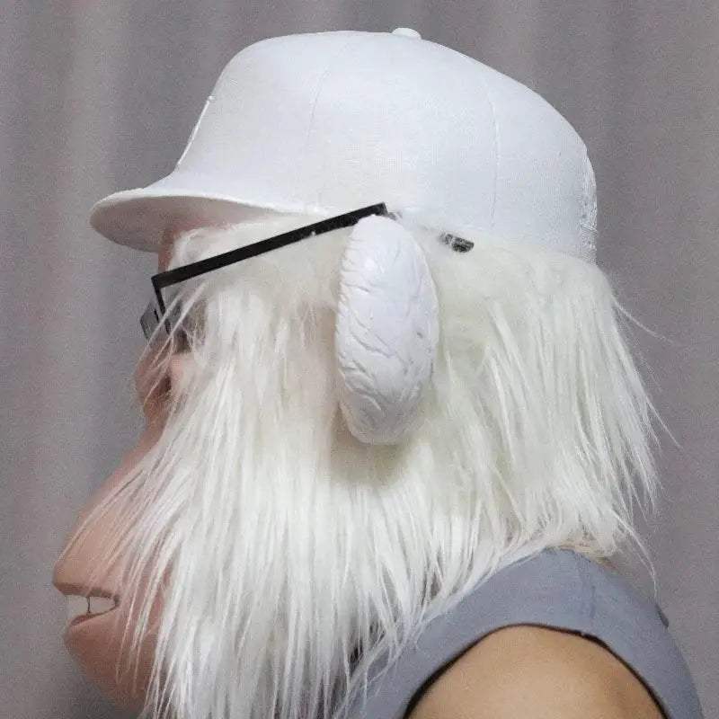 Vivid Latex Gorilla Mask With White Wig for Halloween - Image 5