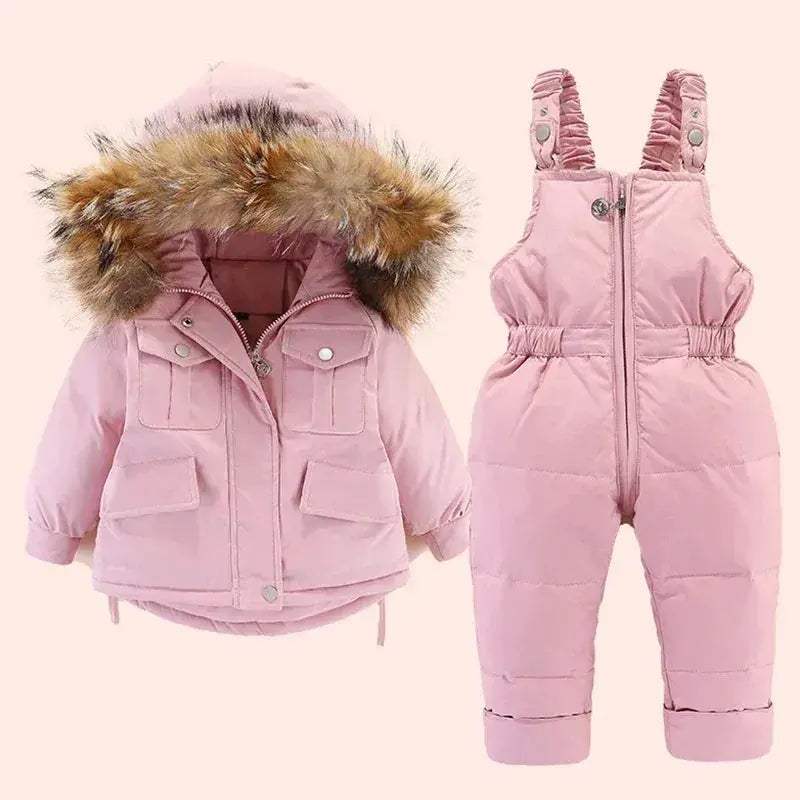 Warm Baby Winter Down Jacket And Snowsuit Real Fur Collar - Image 10