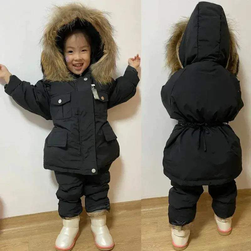 Warm Baby Winter Down Jacket And Snowsuit Real Fur Collar - Image 6