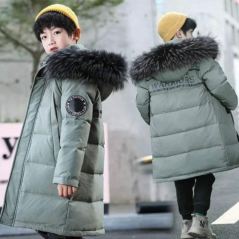 Warm Down Jacket Hooded Waterproof Letter Sticker Boys - Image 3