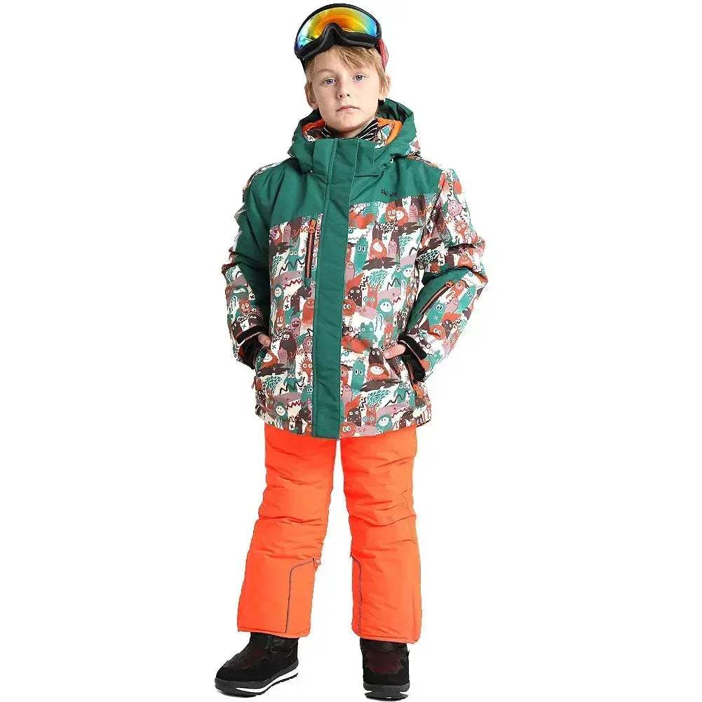 Warm Hooded Windproof Kids Ski Suit For Winter Snowboarding - Image 10