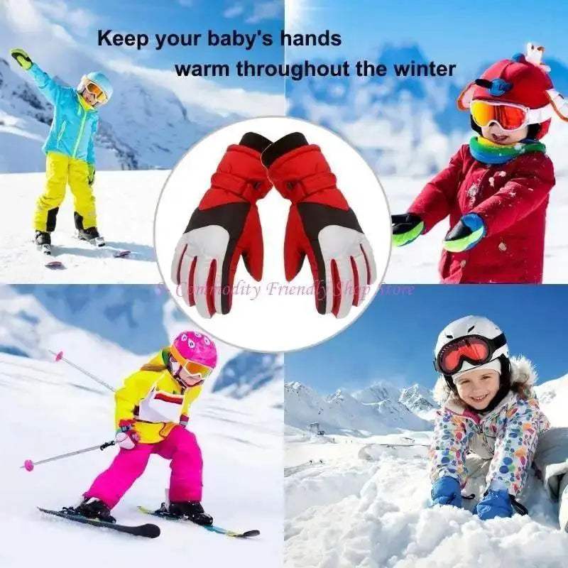 Warm Kids Winter Gloves Waterproof Windproof Cold Weather