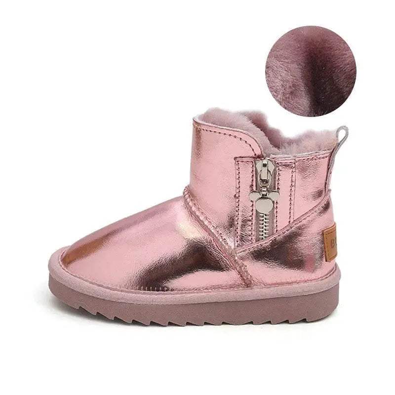 Warm Plush Snow Boots For Girls Waterproof Leather Comfort - Image 2