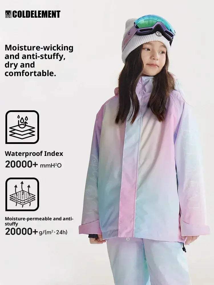 Warm Windproof Kids Ski Jacket With Embossed Texture - Image 2