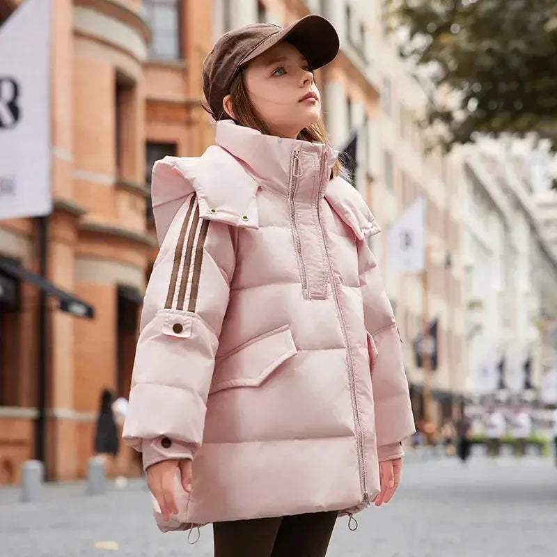 Warm Winter Down Jacket For Girls Hooded Puffer Parka Ages 6 To 14 - Image 4