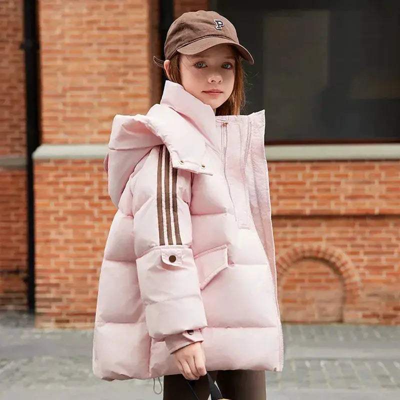 Warm Winter Down Jacket For Girls Hooded Puffer Parka Ages 6 To 14 - Image 7