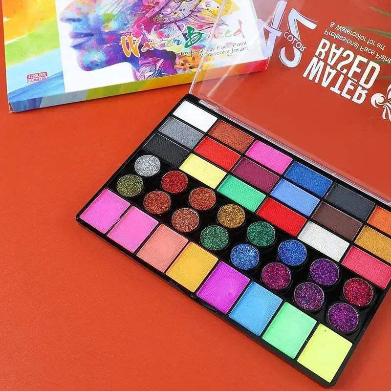 Water Activated Face Paint Set With 42 Colors UV Glow - Image 4