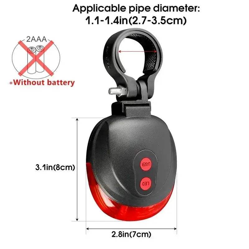 Waterproof Bicycle LED Tail Light with Dual Lasers for Safety - Image 3