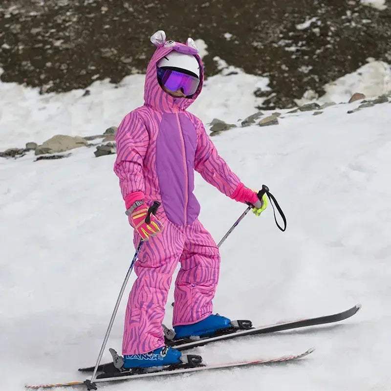 Waterproof Kids Ski Suit Cartoon Dinosaur Unicorn One Piece - Image 9