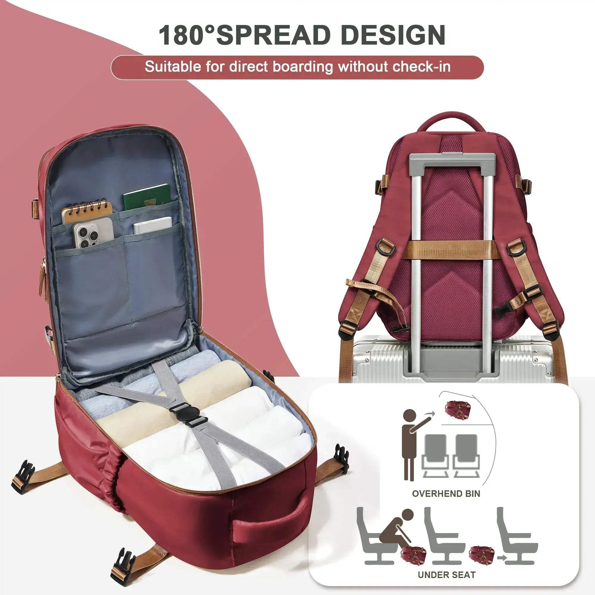Waterproof Travel Backpack Carry On for 15.6 Inch Laptop - Image 5