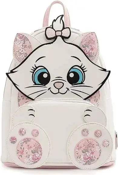 Whimsical Floral Allover Print Mini Backpack With Double Straps And Pink Bow Featuring Aristocats Marie For Women - Image 7