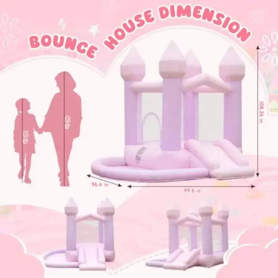 White Inflatable Bounce House With Air Blower And Ball Pit - Image 4
