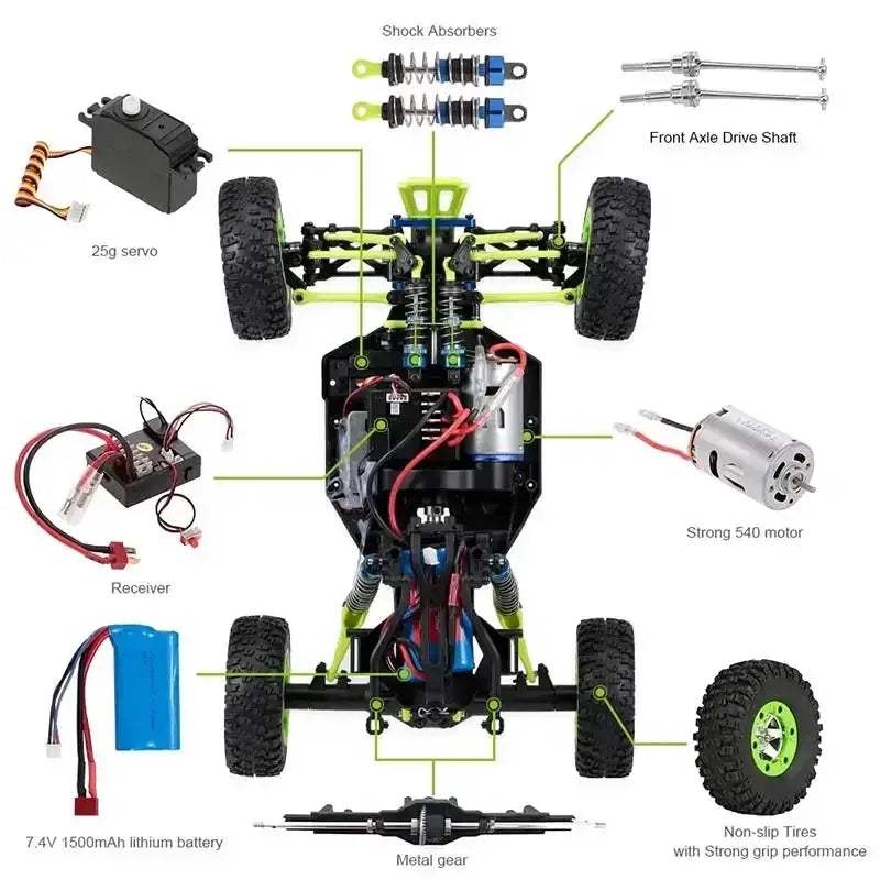 WLtoys 12428 4WD RC Car Off Road High Speed LEDHeadlights - Image 6