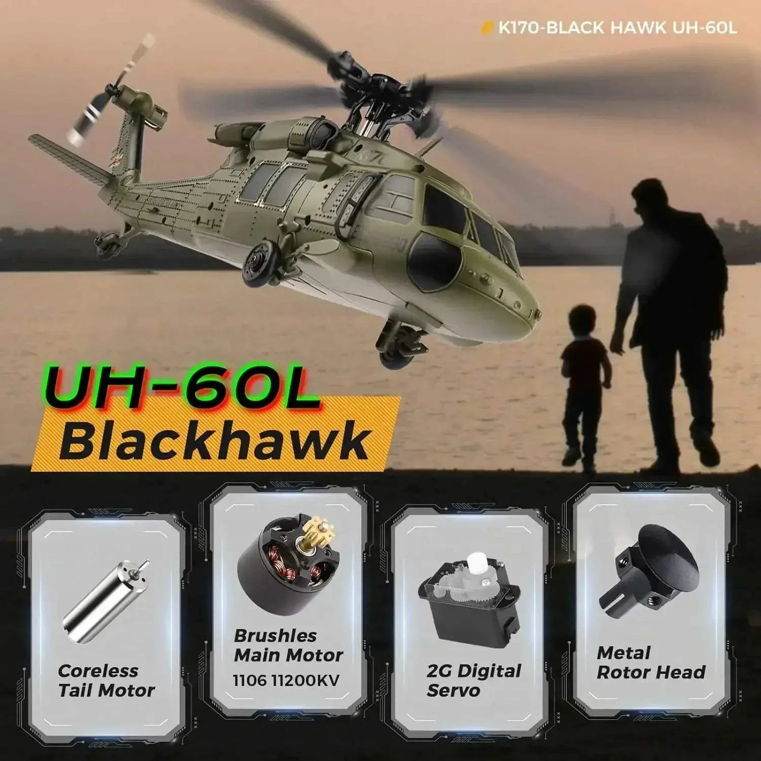 WLtoys Brushless RC Helicopter K170 One Key Takeoff 3 Batteries - Image 2