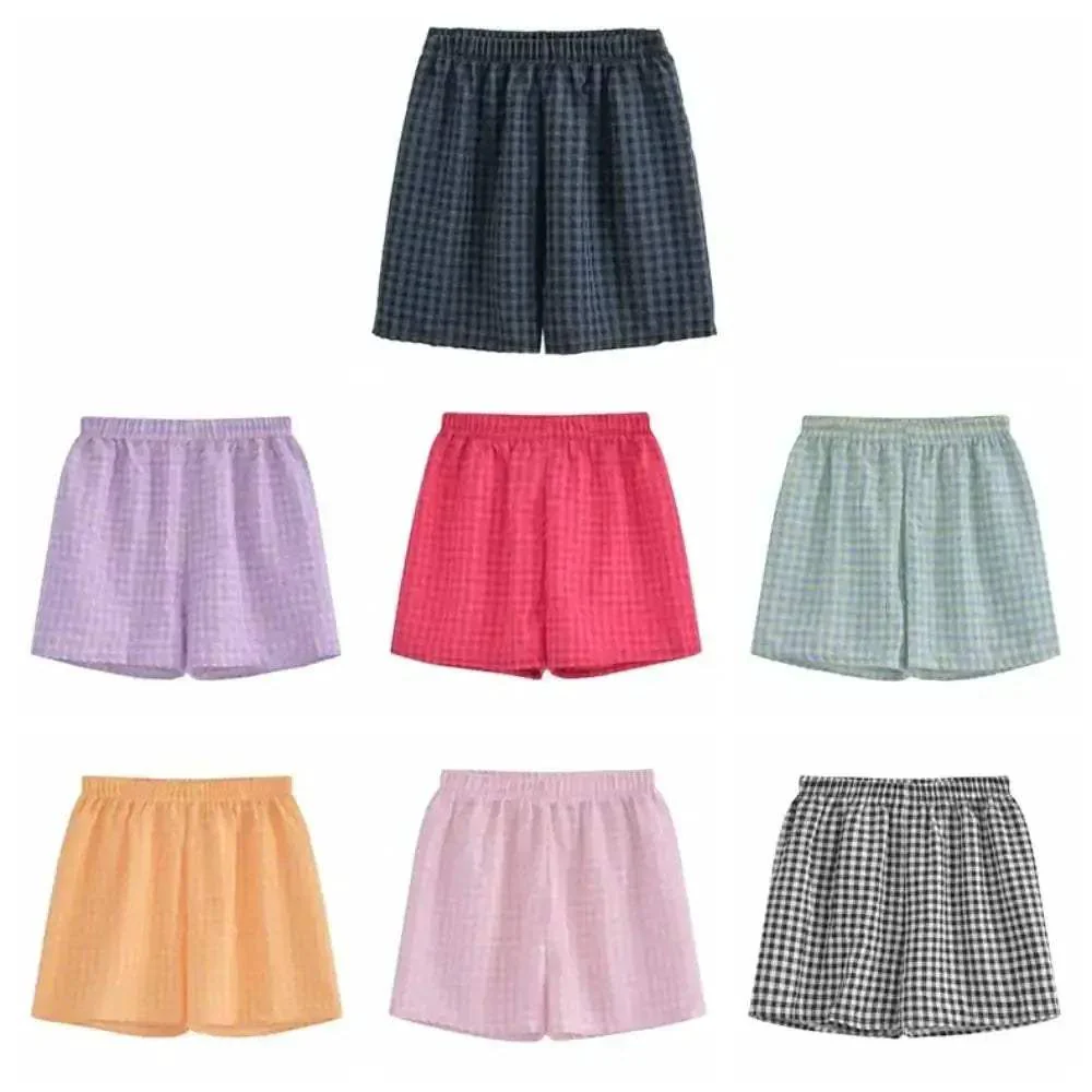 Women Plaid Pajama Shorts High Waisted Sleepwear Summer - Image 6