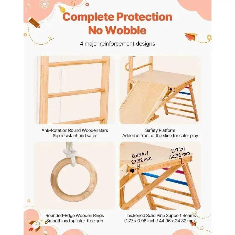 Wooden Indoor Playground Jungle Gym 8 In 1 Playset - Image 4