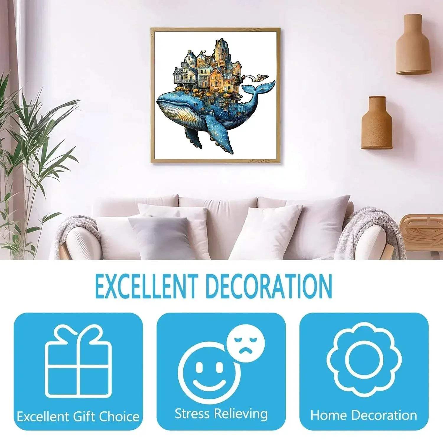 Wooden Puzzle For Adults Whale Castle Unique Shape Jigsaw - Image 6