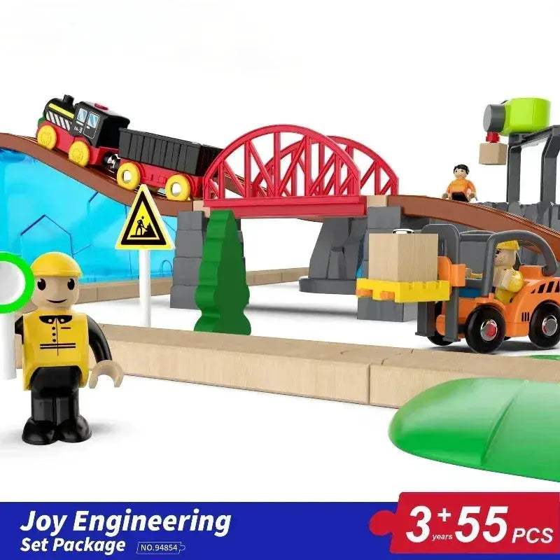 Wooden Train Set With Magnetic Tracks And DIY Build - Image 5
